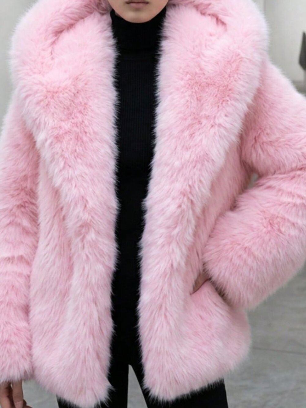Baby Pink Cozy Women's Faux Fur Hooded Coat